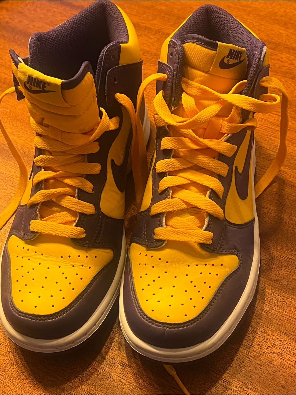 Nike Kids' High-Top Sneakers in Yellow and Purple